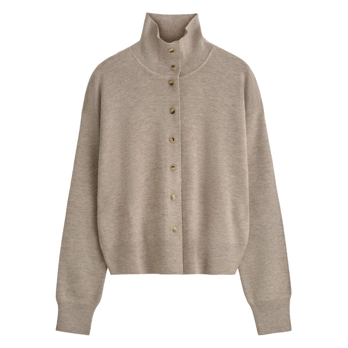 COS, Merino Wool Funnel-Neck Cardigan
