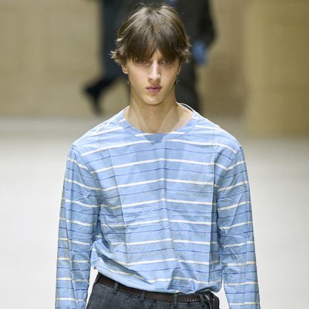 prada fall 2026 menswear collection featuring one of the stained shirts.