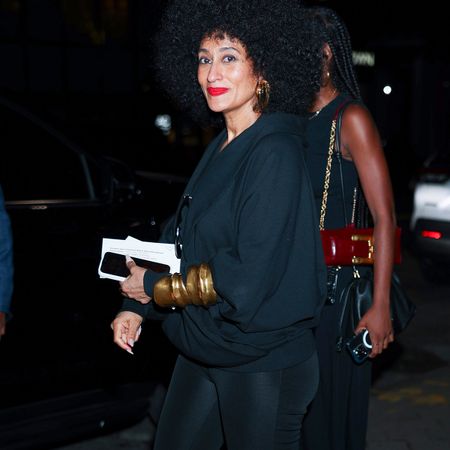 tracee ellis ross wearing leather leggings