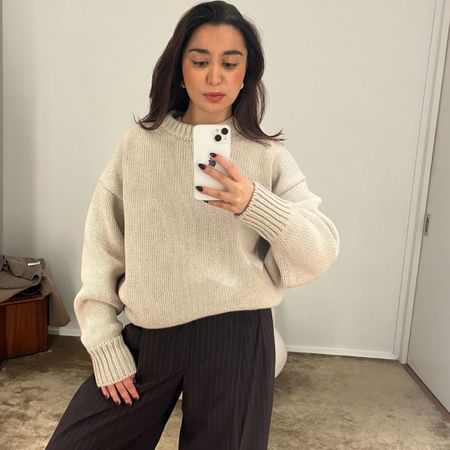 Senior Shopping Editor Marina wearing The Row Cashmere jumper in cream.