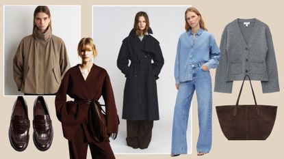 A collage of expensive-looking high street pieces.