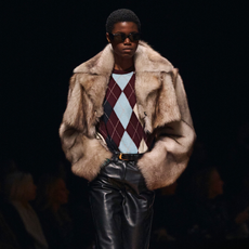 Photo of model walking in Khaite Fall Winter 2025 runway show.